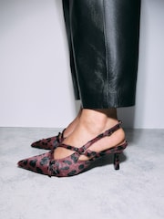 Red Forever Comfort® Leather Multi Buckle Slingback Heels - Image 1 of 1