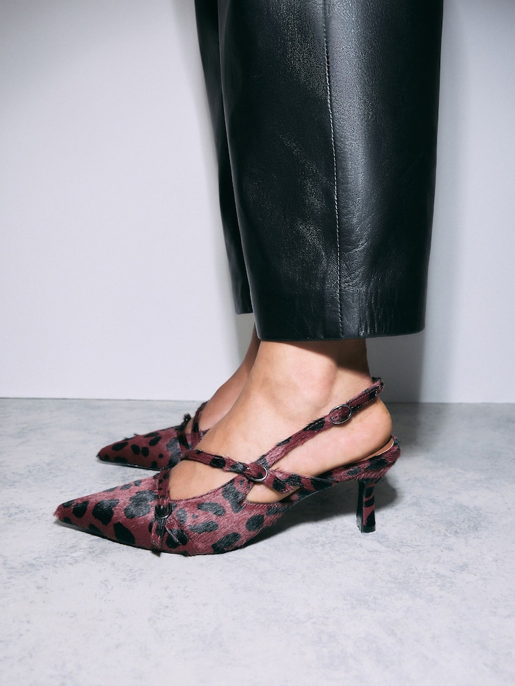 Red Forever Comfort® Leather Multi Buckle Slingback Heels - Image 1 of 1