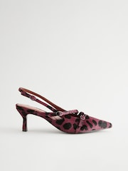 Red Forever Comfort® Leather Multi Buckle Slingback Heels - Image 6 of 11