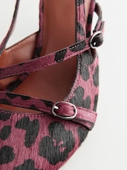 Red Forever Comfort® Leather Multi Buckle Slingback Heels - Image 9 of 11