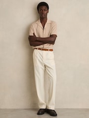 Reiss Oatmeal Hunt Textured Cuban Collar Shirt - Image 3 of 5