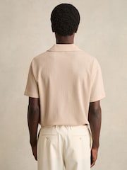 Reiss Oatmeal Hunt Textured Cuban Collar Shirt - Image 4 of 5
