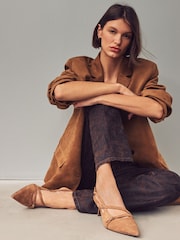 Camel Forever Comfort® Leather Multi Buckle Slingback Heels - Image 2 of 2