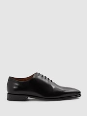 Reiss Black Mead Brogue Leather Brogue Detail Lace-Up Shoes - Image 1 of 5