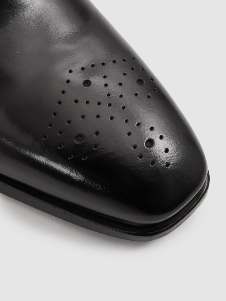 Reiss Black Mead Brogue Leather Brogue Detail Lace-Up Shoes - Image 5 of 5 Reiss Black Mead Brogue Leather Brogue Detail Lace-Up Shoes - Image 5 of 5