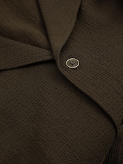 Reiss Dark Olive Green Hunt Textured Crepe Cuban Collar Shirt - Image 6 of 6