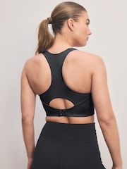 Black Active Sports Low Impact Dry Tech Ribbed Crop Bra - Image 2 of 9