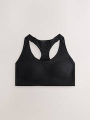 Black Active Sports Low Impact Dry Tech Ribbed Crop Bra - Image 7 of 9