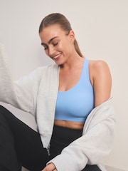 Blue Active Sports Low Impact Dry Tech Ribbed Crop Bra - Image 3 of 9