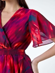 Roman Purple Abstract Print Tiered Midi Dress - Image 5 of 5