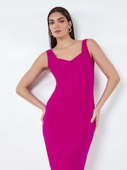 Roman Purple Plain Corset Detail Stretch Dress - Image 1 of 5