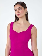 Roman Purple Plain Corset Detail Stretch Dress - Image 5 of 5