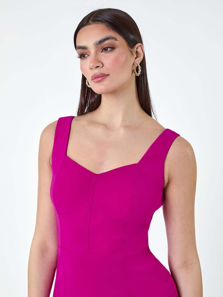Roman Purple Plain Corset Detail Stretch Dress - Image 5 of 5