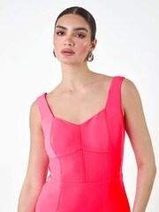 Roman Pink Plain Corset Detail Stretch Dress - Image 4 of 5