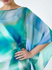 Roman Green Abstract Print Chiffon Draped Tunic Dress - Image 5 of 5