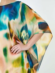 Roman Natural Abstract Print Chiffon Draped Tunic Dress - Image 5 of 5