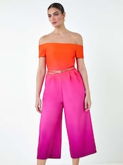 Roman Orange Ombre Bardot Stretch Jumpsuit - Image 2 of 5