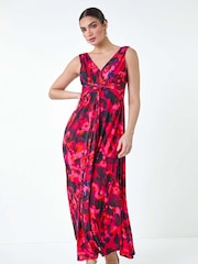 Roman Pink Floral Knot Front Maxi Dress - Image 1 of 5