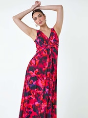 Roman Pink Floral Knot Front Maxi Dress - Image 2 of 5