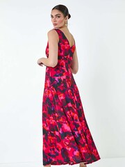 Roman Pink Floral Knot Front Maxi Dress - Image 3 of 5