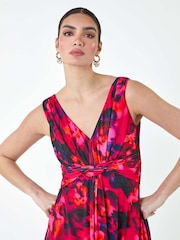 Roman Pink Floral Knot Front Maxi Dress - Image 4 of 5