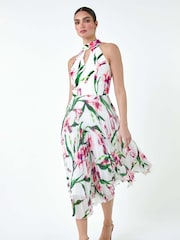 Roman Pink Floral Print Pleated Midi Dress - Image 2 of 5
