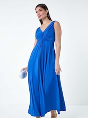 Roman Blue Plain Knot Front Maxi Dress - Image 2 of 5