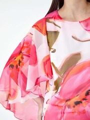 Roman Pink Floral Print Chiffon Cape Dress - Image 5 of 5
