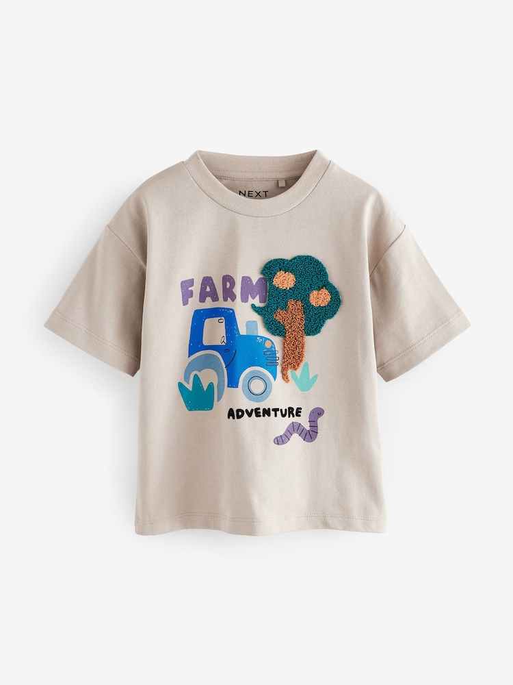 Neutral Short Sleeve Appliqué T-Shirt (3mths-7yrs) - Image 1 of 4