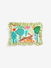 Lucy Tiffney Green Run Rabbit Embroidered Ruffle Cushion - Image 4 of 6