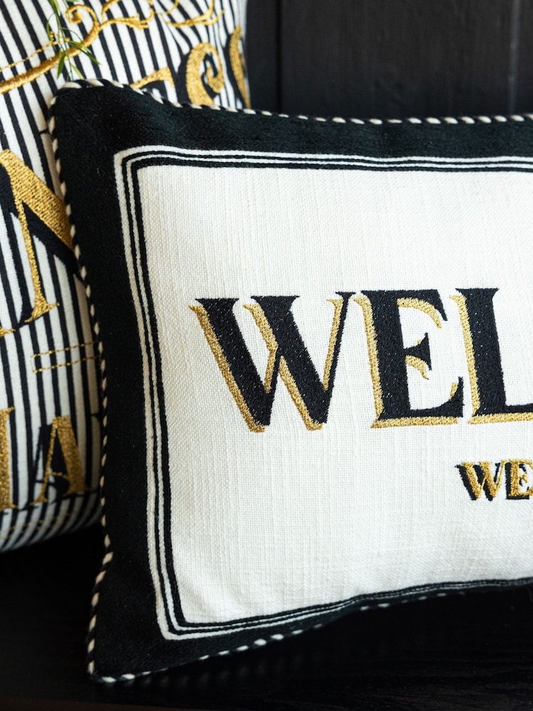 Подушка с надписью и вышивкой Rockett St George Welcome We Have Wine - Изображение 2 из 6