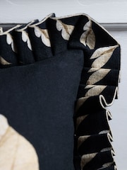 Rockett St George Black Floral Pleated Frill Cushion - Image 3 of 6