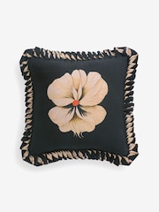 Rockett St George Black Floral Pleated Frill Cushion - Image 4 of 6