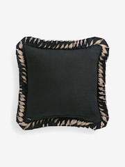 Rockett St George Black Floral Pleated Frill Cushion - Image 5 of 6
