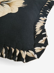 Rockett St George Black Floral Pleated Frill Cushion - Image 6 of 6