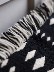 Rockett St George Black Cowboy Blanket Fringe Cushion - Image 3 of 5