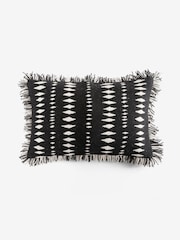 Rockett St George Black Cowboy Blanket Fringe Cushion - Image 4 of 5