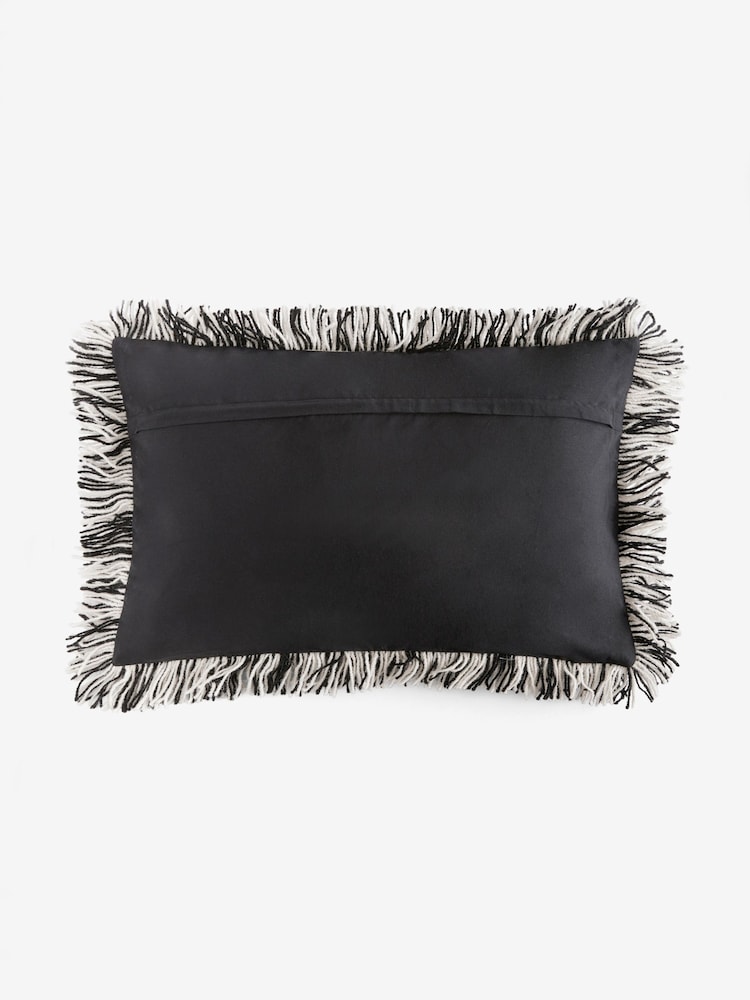 Rockett St George Black Cowboy Blanket Fringe Cushion - Image 5 of 5