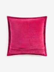 French Connection Raspberry Pink 100% Cotton Washed Velvet Cushion - Image 4 of 5