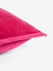 French Connection Raspberry Pink 100% Cotton Washed Velvet Cushion - Image 5 of 5