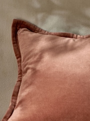 French Connection Coffee 100% Cotton Washed Velvet Cushion - Image 2 of 5