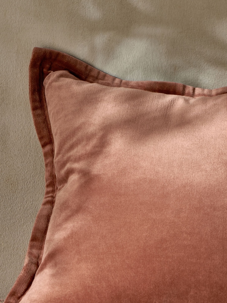 French Connection Coffee 100% Cotton Washed Velvet Cushion - Image 2 of 5