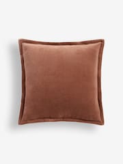 French Connection Coffee 100% Cotton Washed Velvet Cushion - Image 4 of 5