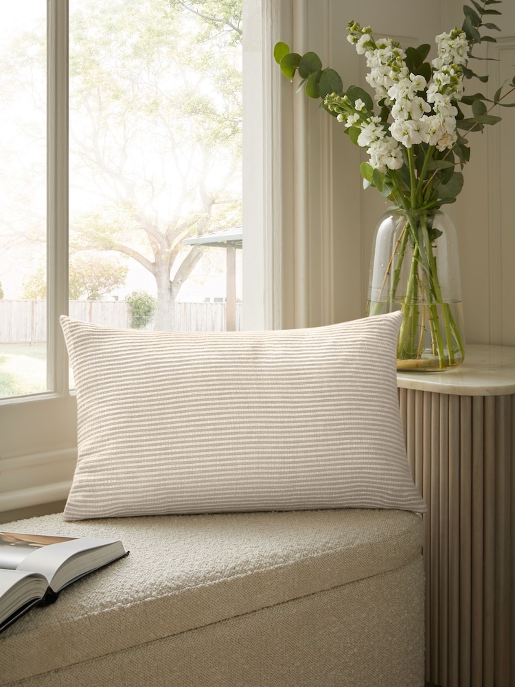 Lipsy Nude Sparkly Stripe Cushion - Image 1 of 6