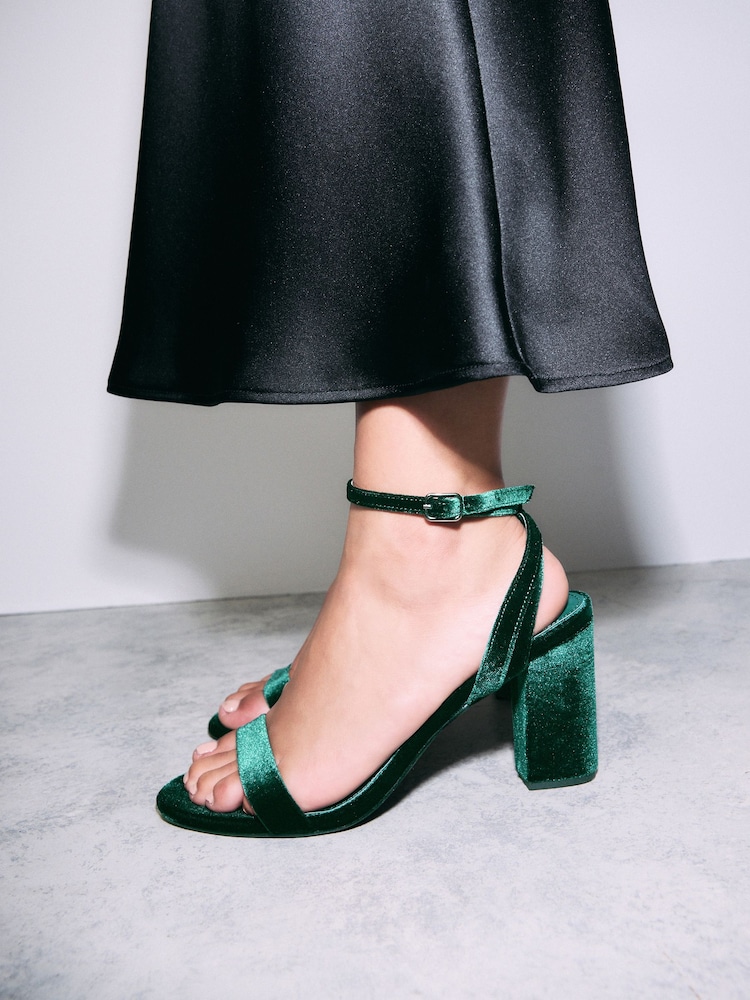 Green Standard/Wide Fit Forever Comfort® Block Heel Sandals - Image 1 of 9