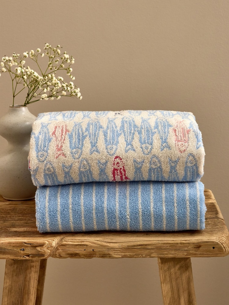 Multi Set of 2 Hand Towels 100% Cotton - Image 2 of 8