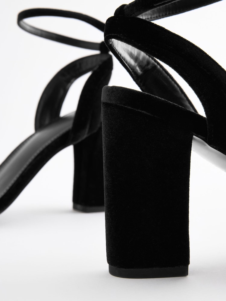 Black Velvet Standard/Wide Fit Forever Comfort® Block Heel Sandals - Image 7 of 7