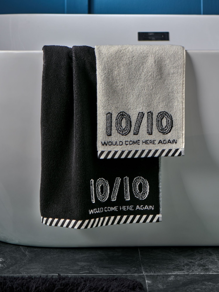 Monochrome Set of 2 Hand Towels 100% Cotton - Image 1 of 5