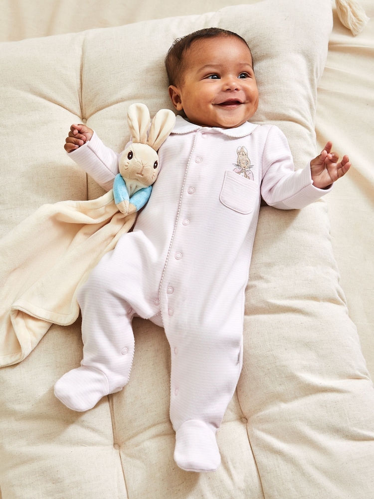 JoJo Maman Bébé Pink Flopsy Bunny Sleepsuit & Comforter Gift Set - Image 1 of 8
