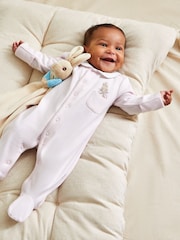 JoJo Maman Bébé Pink Flopsy Bunny Sleepsuit & Comforter Gift Set - Image 3 of 8
